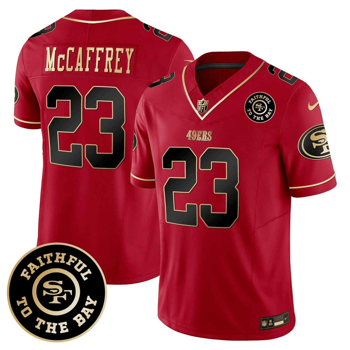 Camisa NFL Christian McCaffrey San Francisco Faithful To The Bay Patch Vapor Limited Jersey