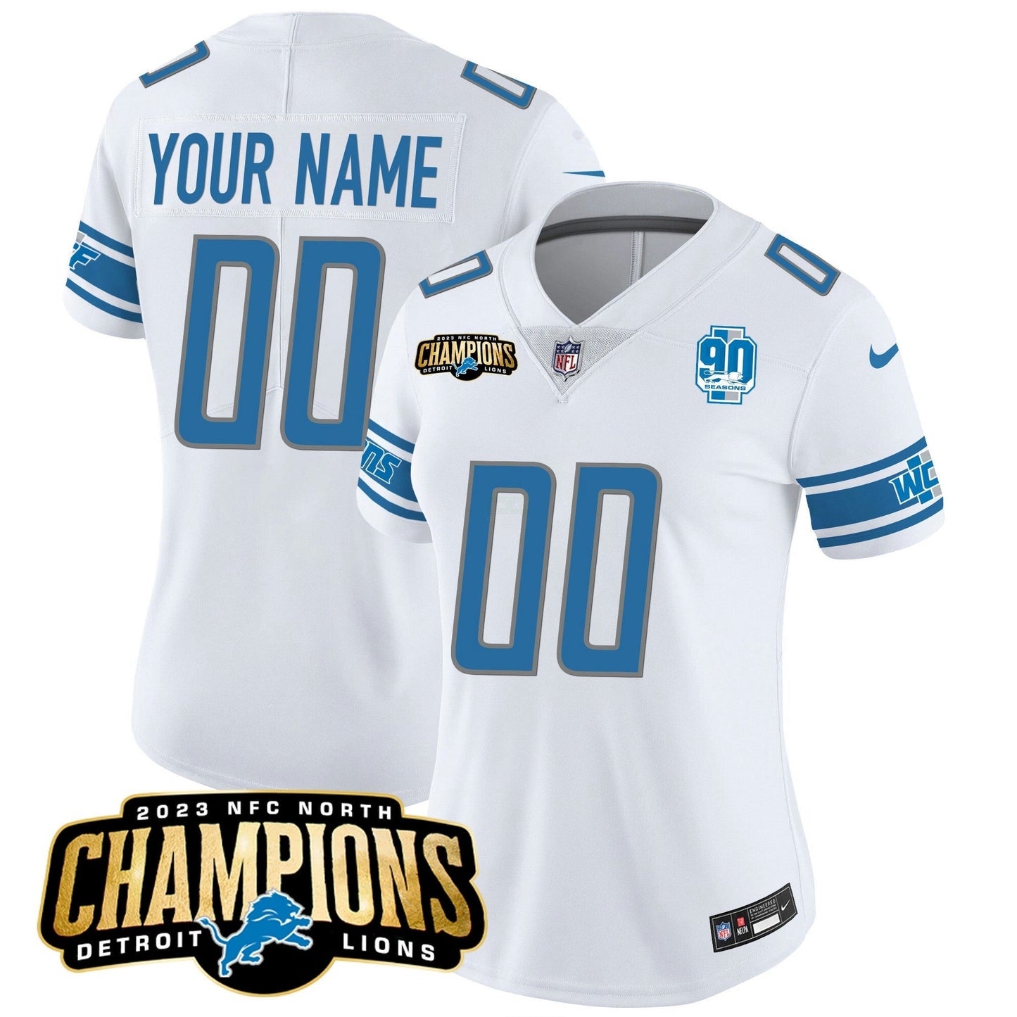Camisa NFL Detroit 2023 NFC North Champions Patch Vapor Jersey V2
