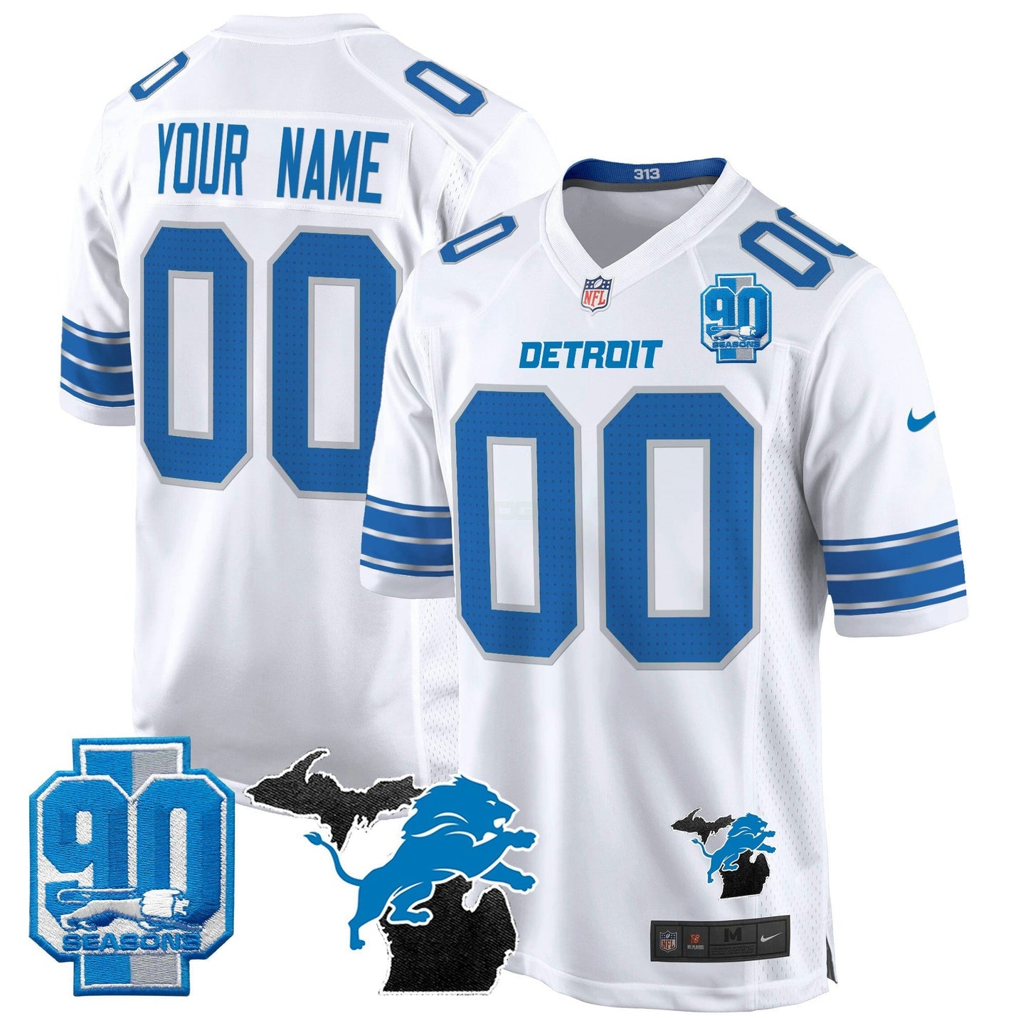 Camisa NFL Detroit 2024 Michigan & 90th Year Patch Game Jersey