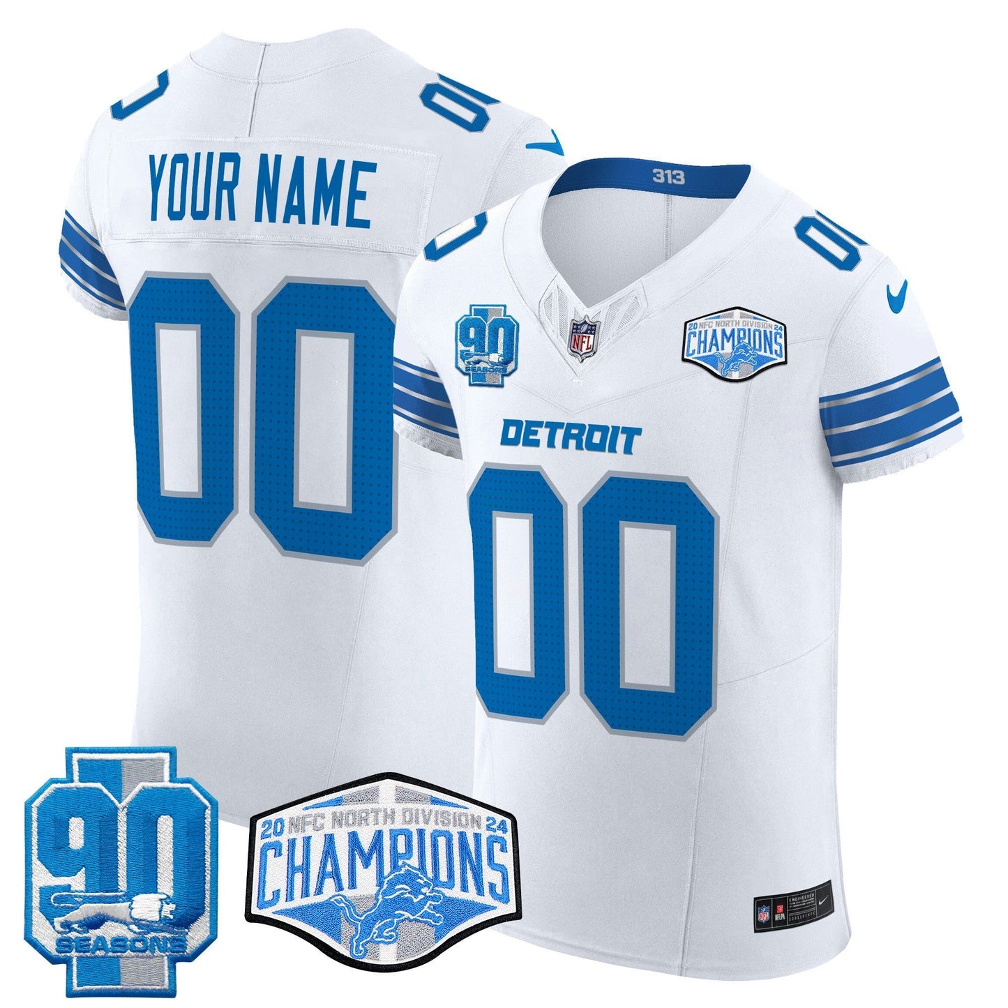 Camisa NFL Detroit 2024 NFC North Division Champions Patch Vapor Elite Jersey