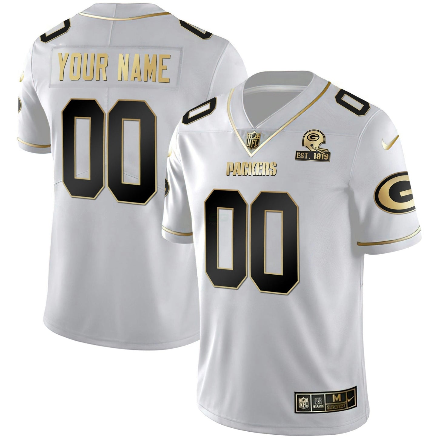 Camisa NFL Dourada Est 1919 Patch Custom Name & Number Jersey