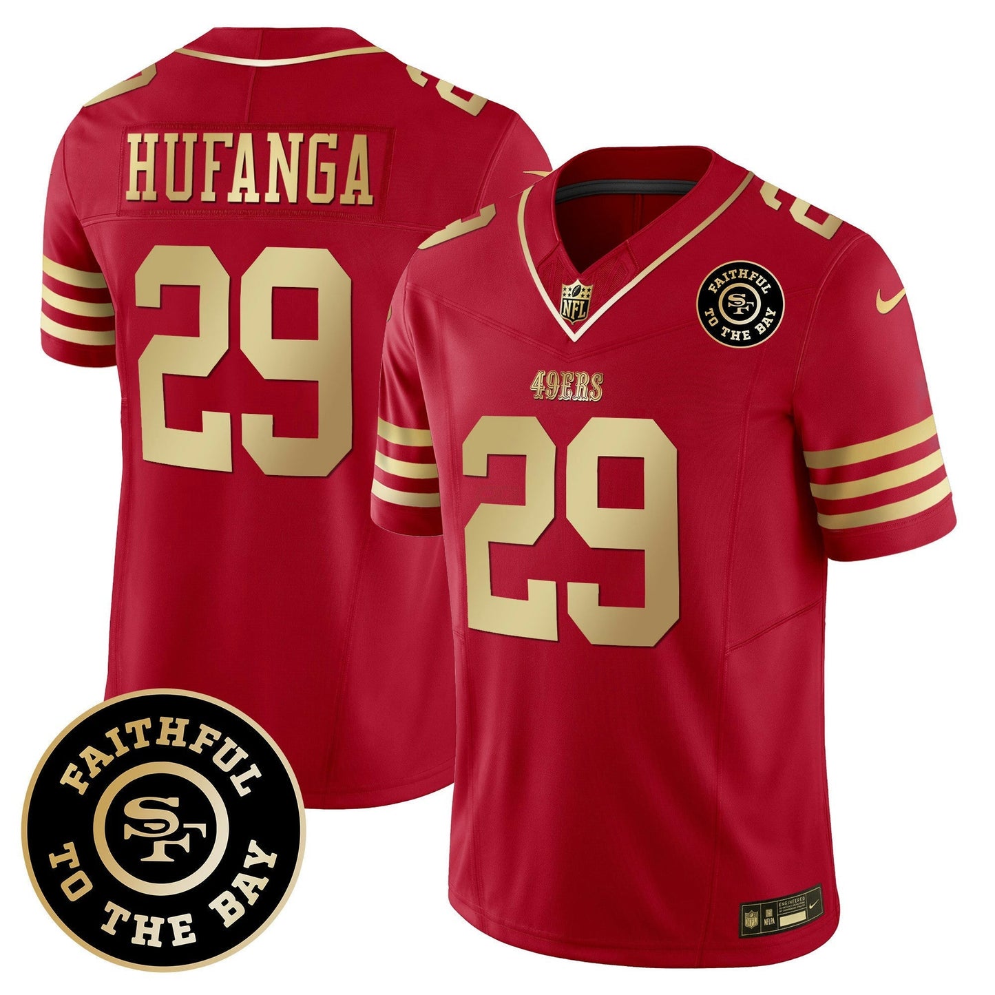 Camisa NFL Faithful To The Bay Patch Escarlate Dourada Vapor Limited Jersey
