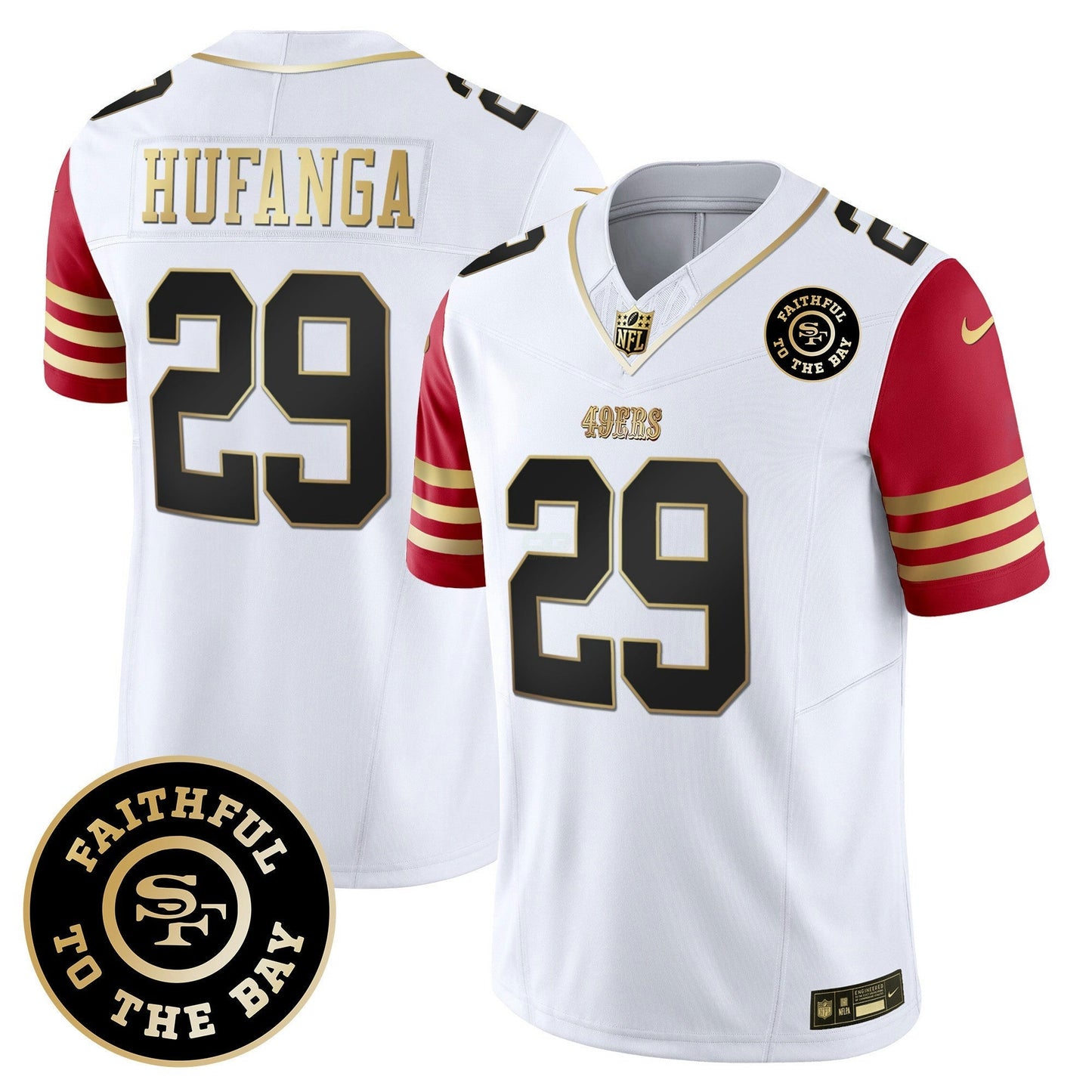 Camisa NFL Faithful To The Bay Patch Escarlate Sleeves Vapor Limited Jersey