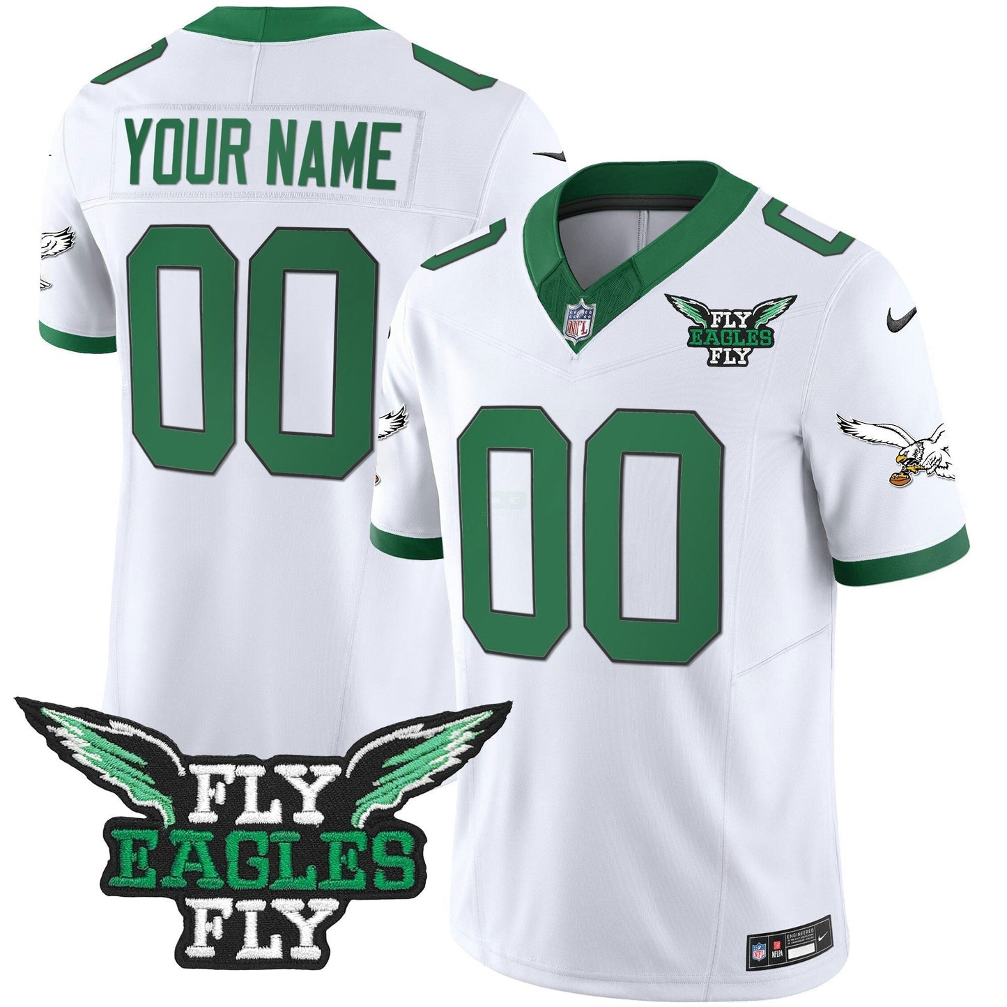 Camisa NFL Fly Fly Patch Throwback Kelly Green Vapor Jersey