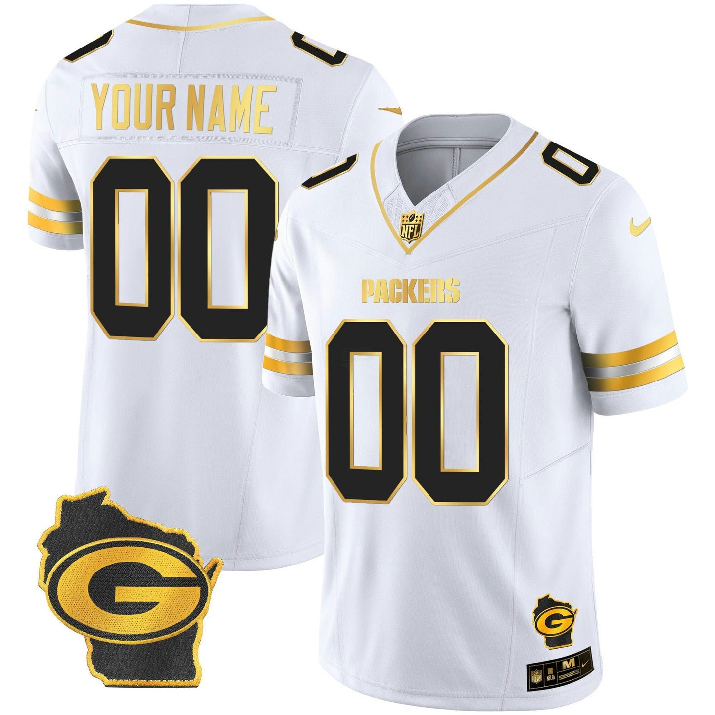 Camisa NFL Green Bay Packers Home Patch Dourada Vapor Jersey