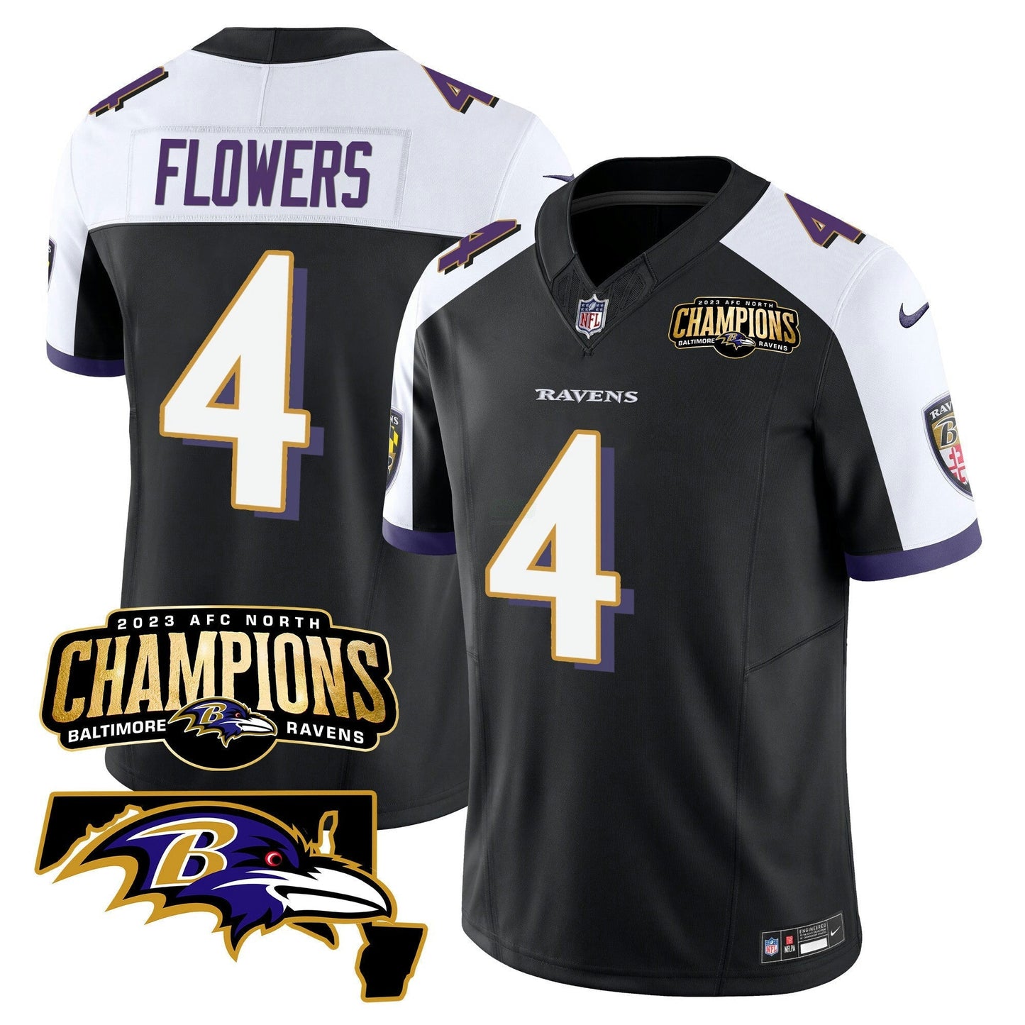 Camisa NFL Men’s 2023 AFC North Champions & Maryland Patch Vapor Jersey