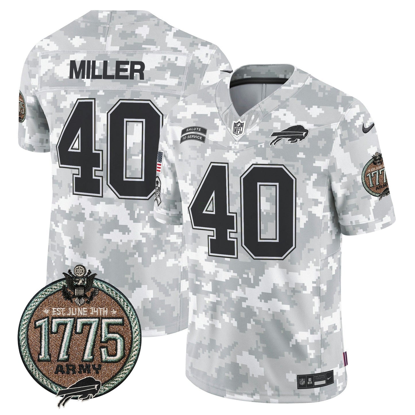 Camisa NFL Buffalo Bills Men’s 2024 Salute to Service Establishment Year Patch Vapor Limited Jersey