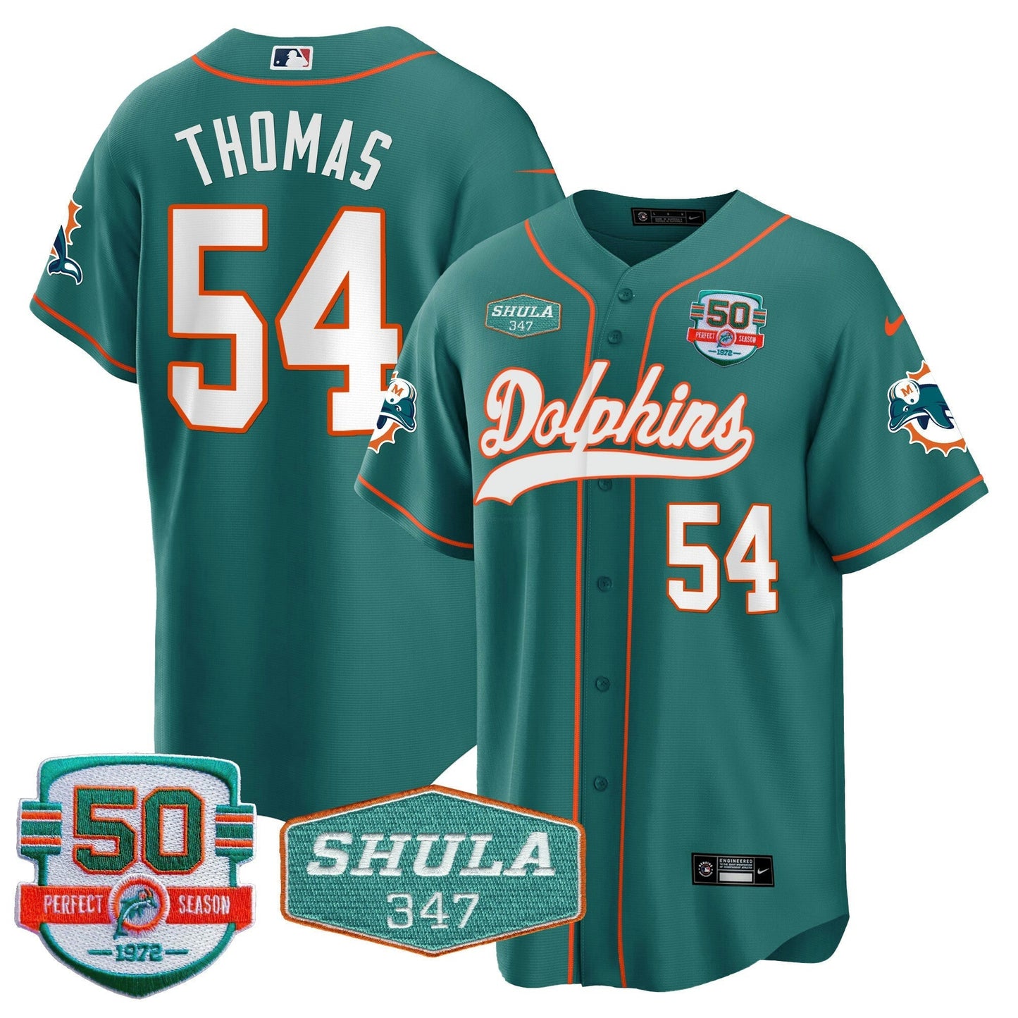 Camisa NFL Men’s 50th & Don Shula 347 Memorial Patch Jersey
