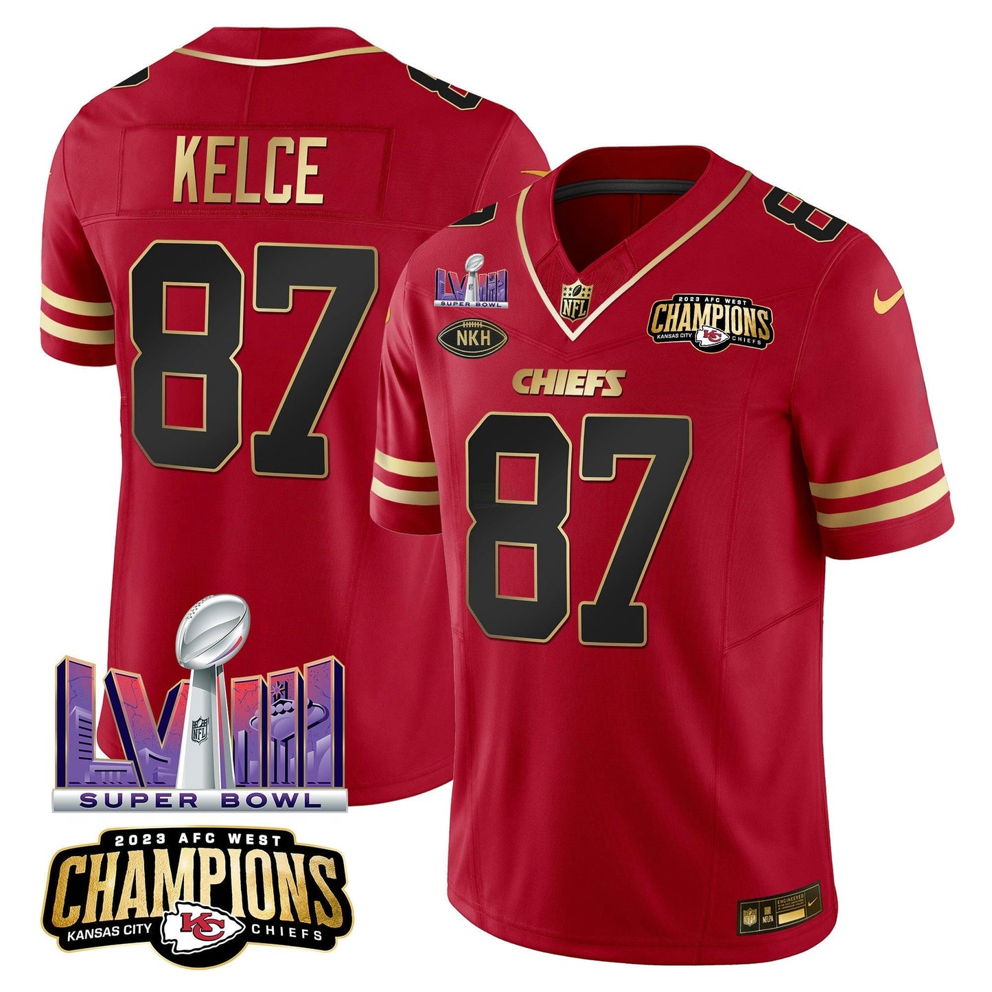 Camisa NFL Men’s AFC West Champions & Super Bowl LVIII Patch Vapor Jersey