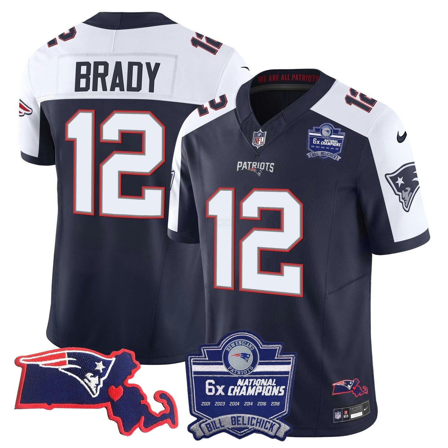 Camisa NFL Men’s Bill Belichick 6x Champions Patch Vapor Jersey