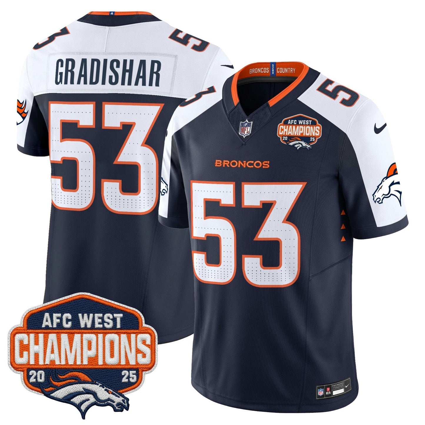 Camisa NFL Men’s Denver 2025 AFC West Division Champions Vapor Limited Jersey