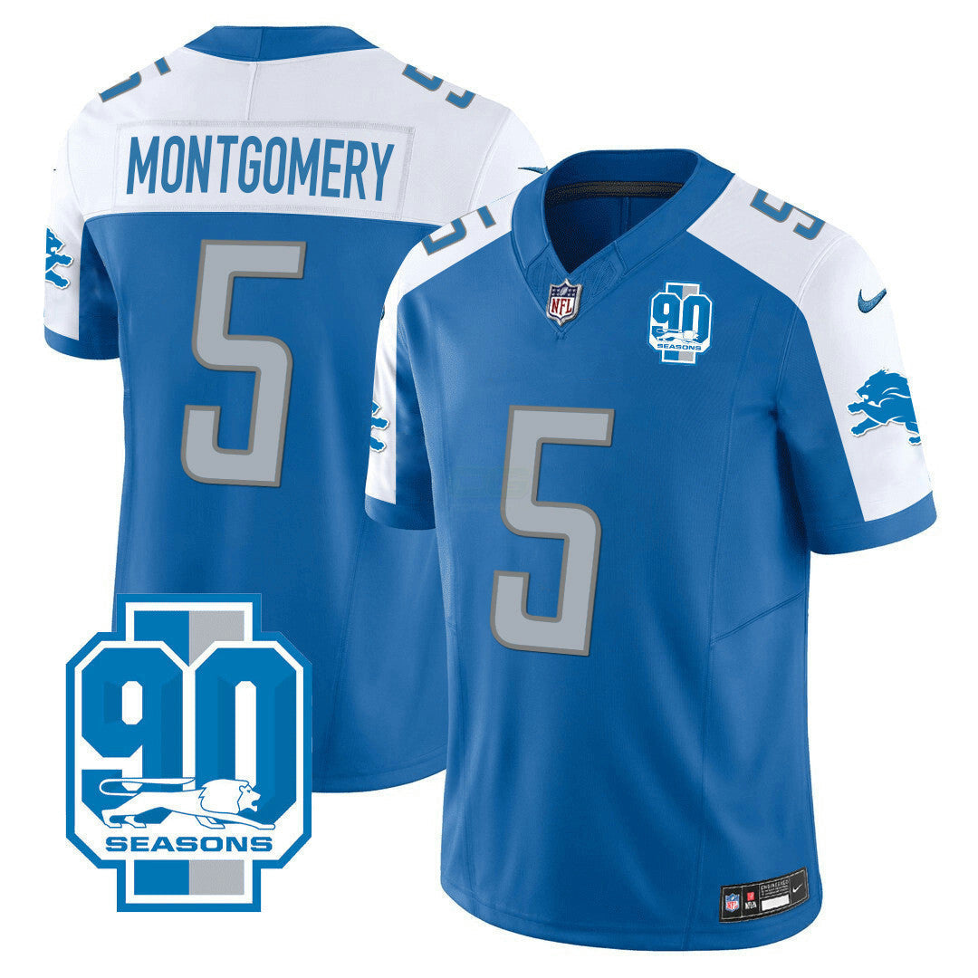 Camisa NFL Detroit Lions Men’s Detroit 90th Year Patch Jersey - Preta Alternativa