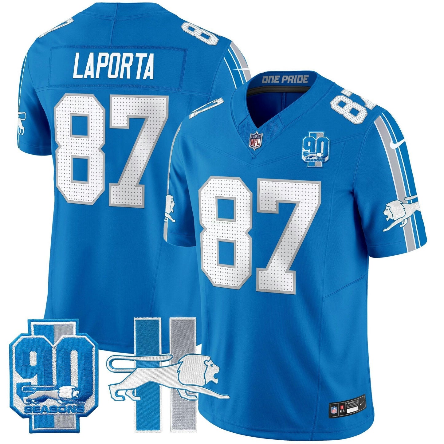 Camisa NFL Men’s Detroit Throwback 90th Year Patch Vapor Limited Jersey