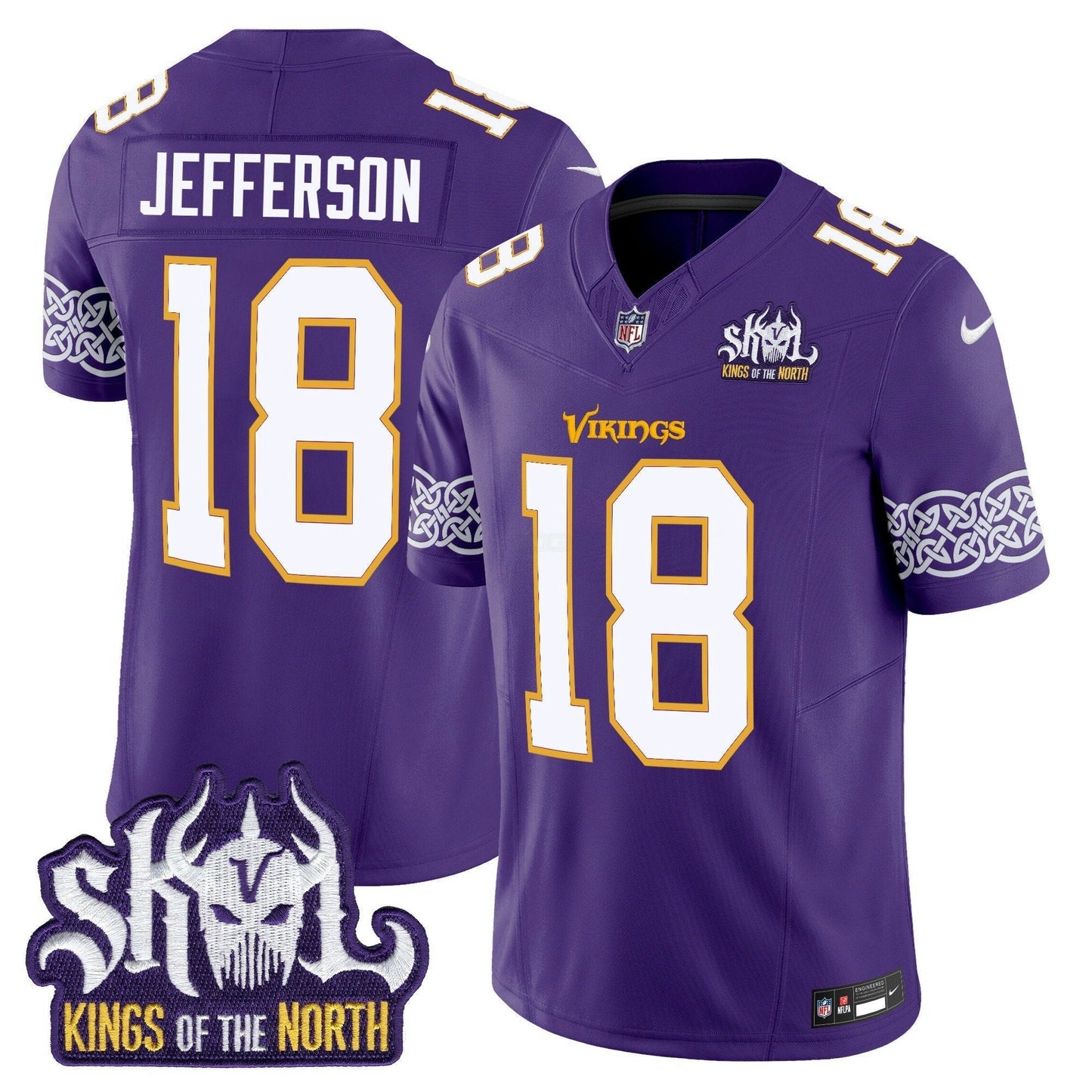 Camisa NFL Men’s Minnesota King Of The North Patch Throwback Vapor Limited Jersey V2