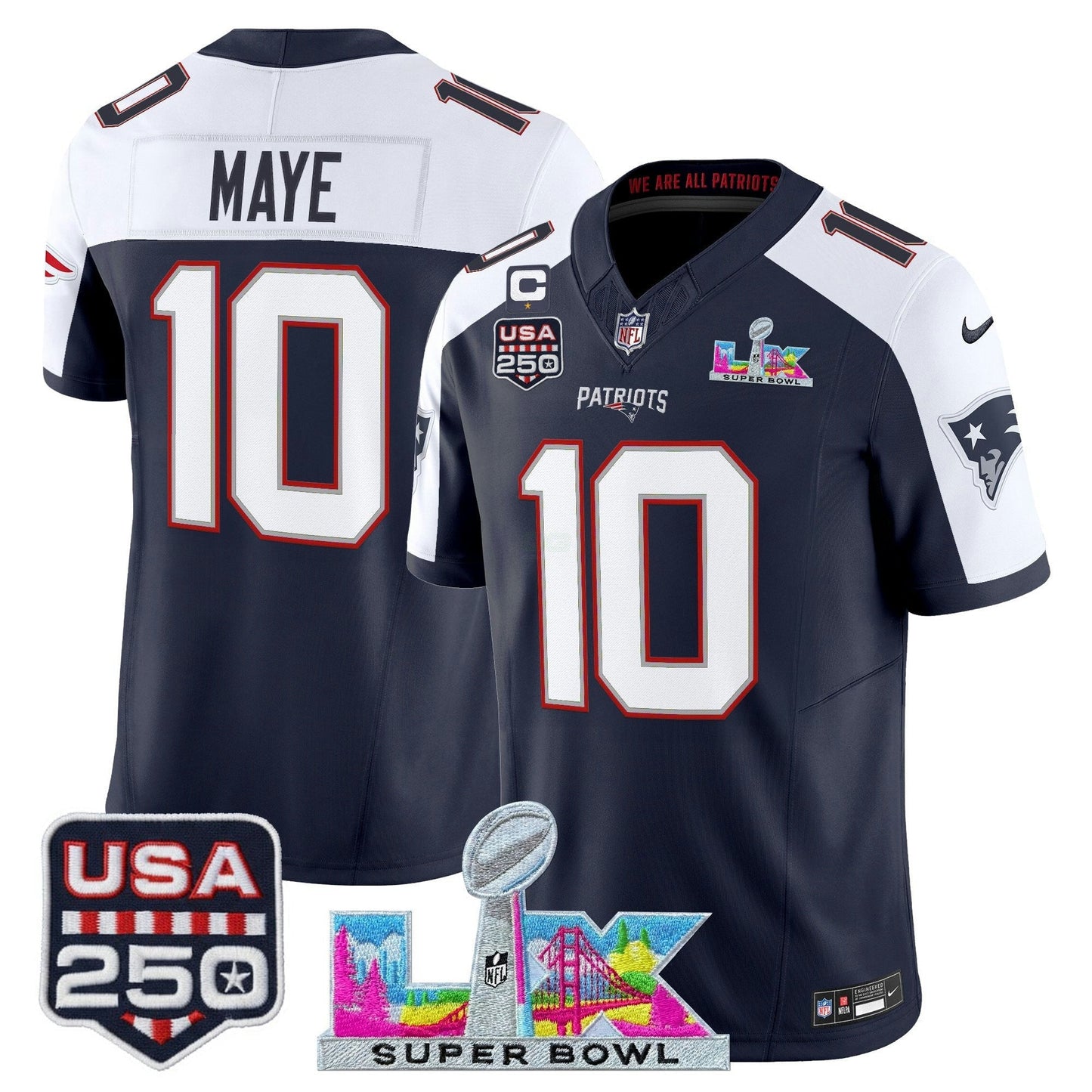 Camisa NFL Men’s New England “Super Bowl LX & United States 250th Anniversary Patch” Vapor Limited Jersey