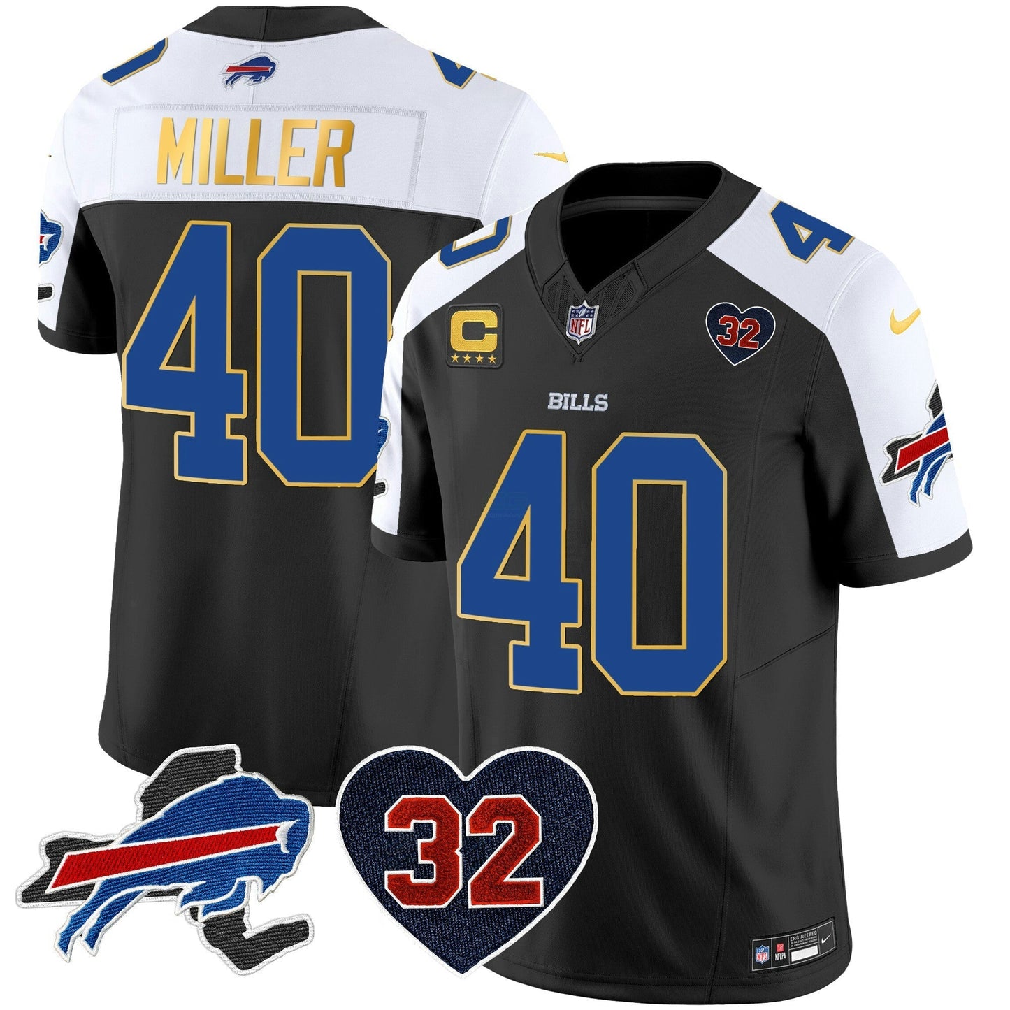 Camisa NFL Men’s O.J. Simpson Patch Dourada Trim Vapor Limited Jersey