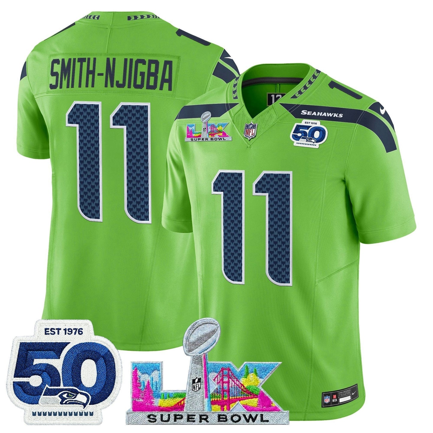 Camisa NFL Men’s Seattle “Super Bowl LX & 50th Patch” Vapor Limited Jersey