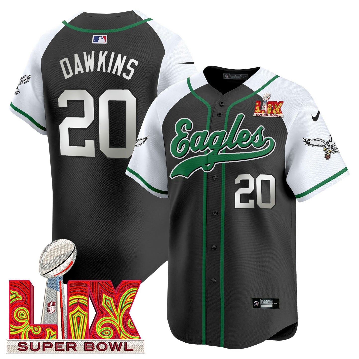 Camisa NFL Men’s Super Bowl LIX Patch Kelly Green Vapor Jersey
