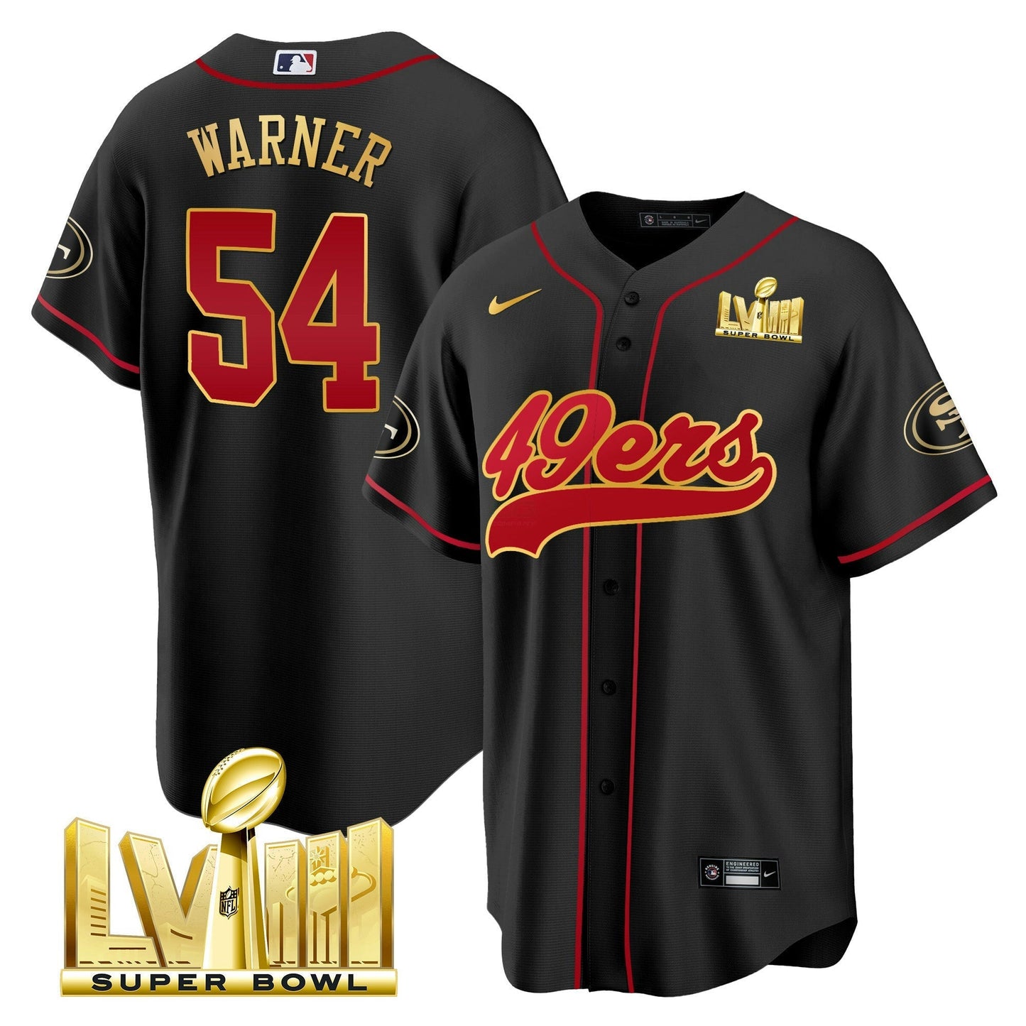 Camisa NFL Men’s Super Bowl LVIII Dourada Patch Jersey