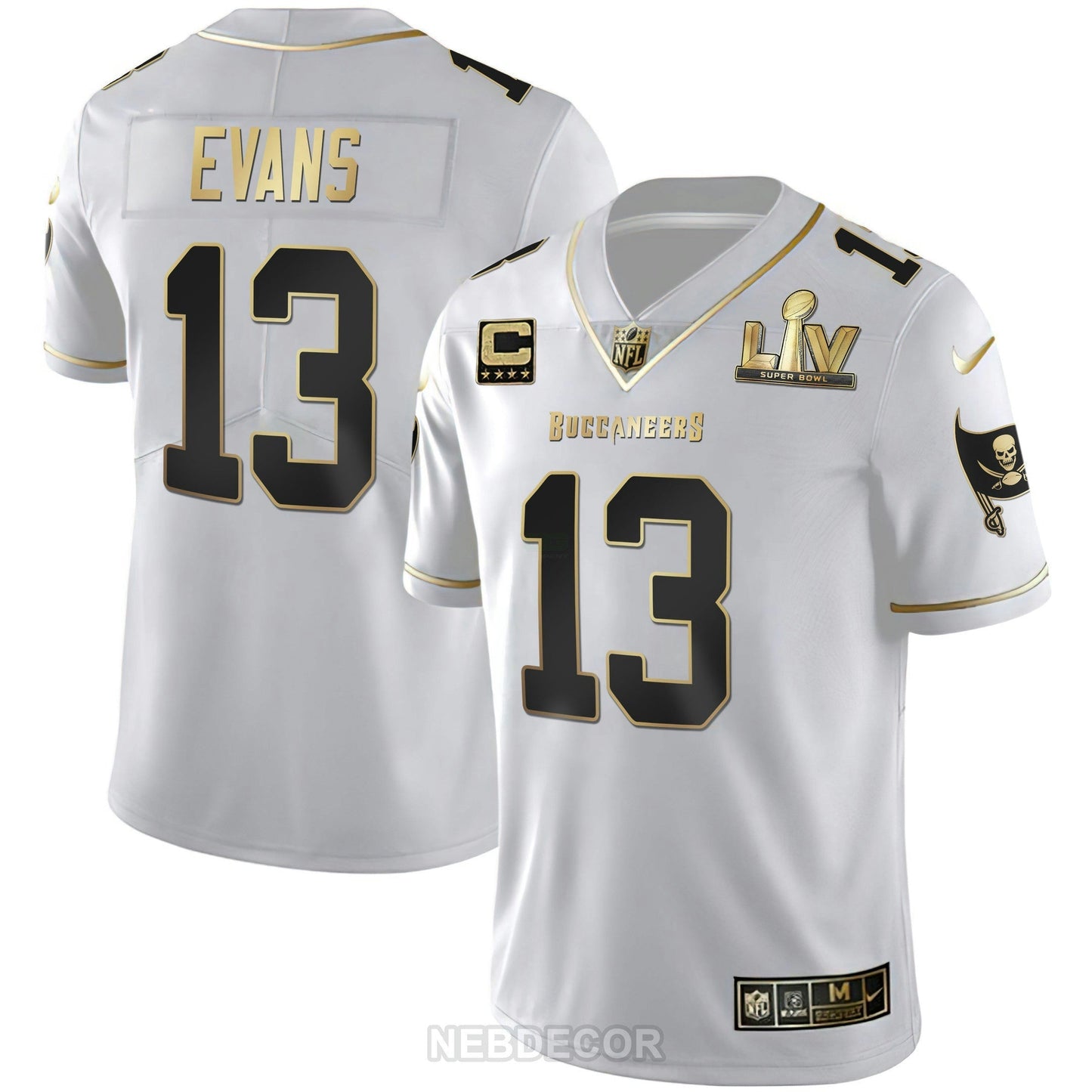 Camisa NFL Men’s Tampa Bay Super Bowl LIV Branca Dourada & Preta Dourada Jersey