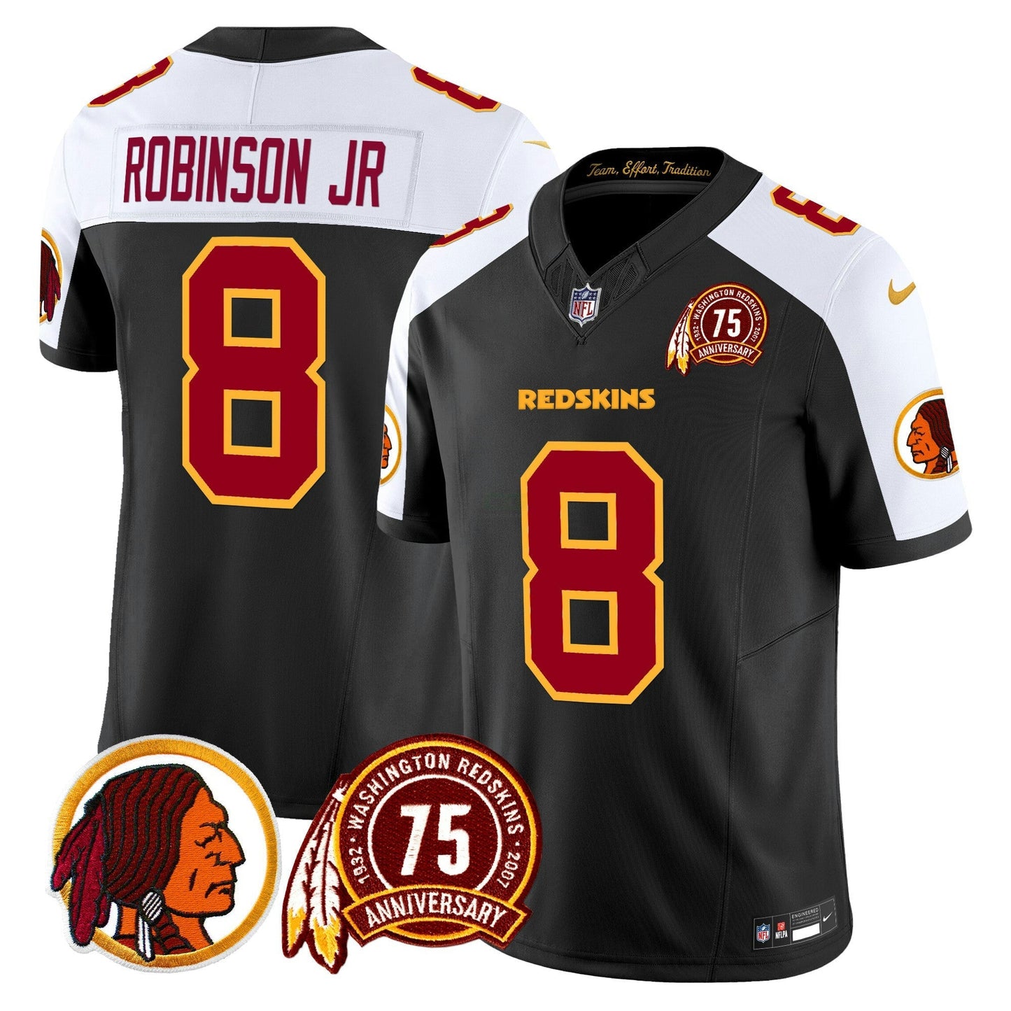 Camisa NFL Washington Commanders Men’s Washington Redskins 75th Patch Vapor Limited Jersey