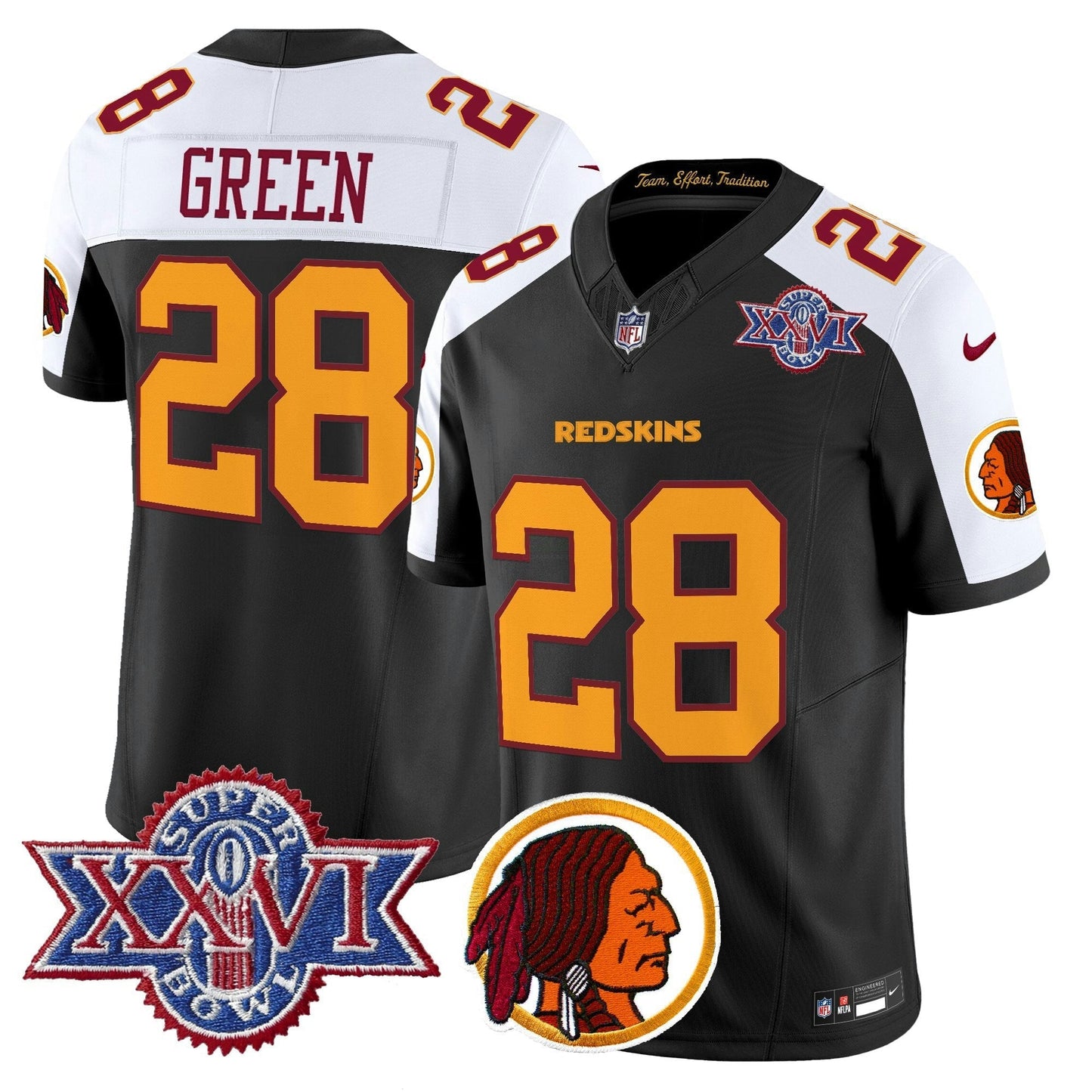 Camisa NFL Washington Commanders Men’s Washington Redskins Throwback 1992 Super Bowl XXVI Patch Vapor Limited Jersey V2