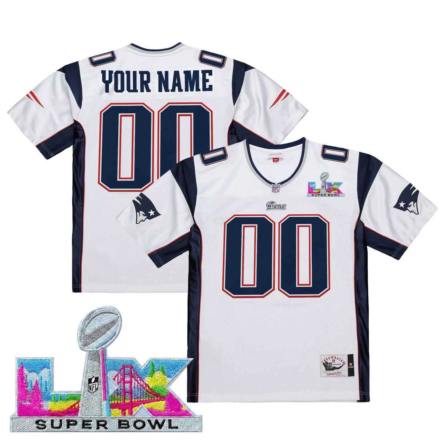 Camisa NFL New England Super Bowl LX Throwback Jersey