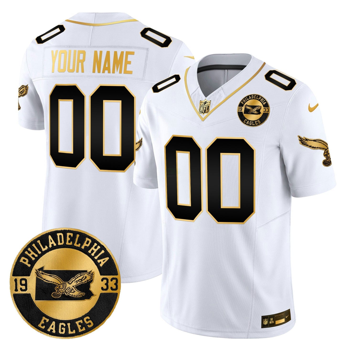 Camisa NFL Philadelphia 2024 Throwback Dourada Vapor Limited Jersey – Est. 1933 Patch