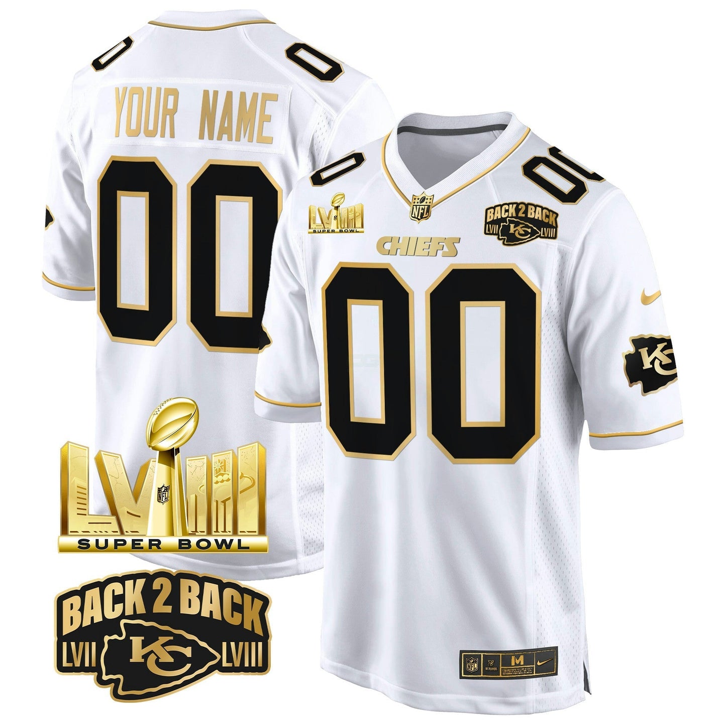 Camisa NFL Super Bowl LVIII & Back 2 Back Gold Game Jersey