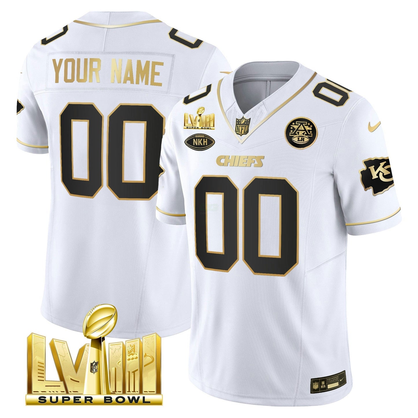 Camisa NFL Super Bowl LVIII Dourada Patch Vapor Jersey V3