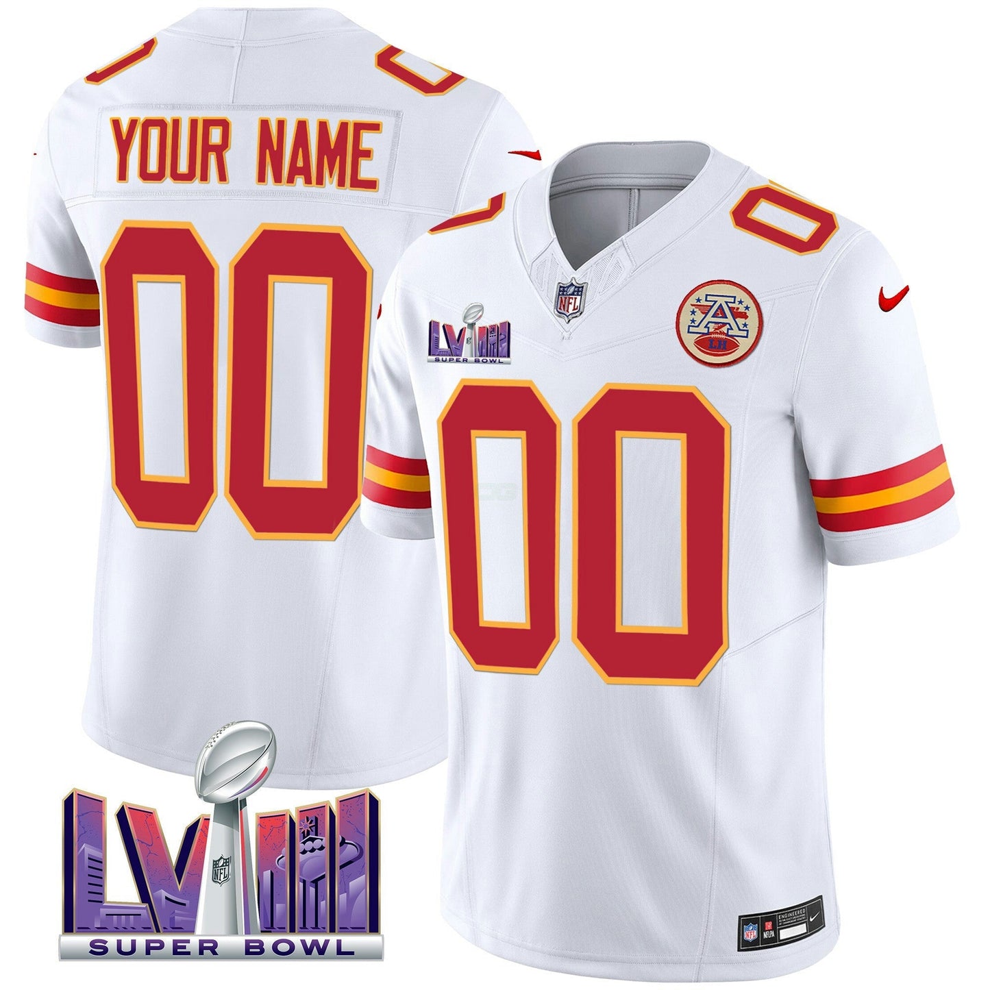Camisa NFL Kansas City Chiefs Super Bowl LVIII Patch Vapor Jersey