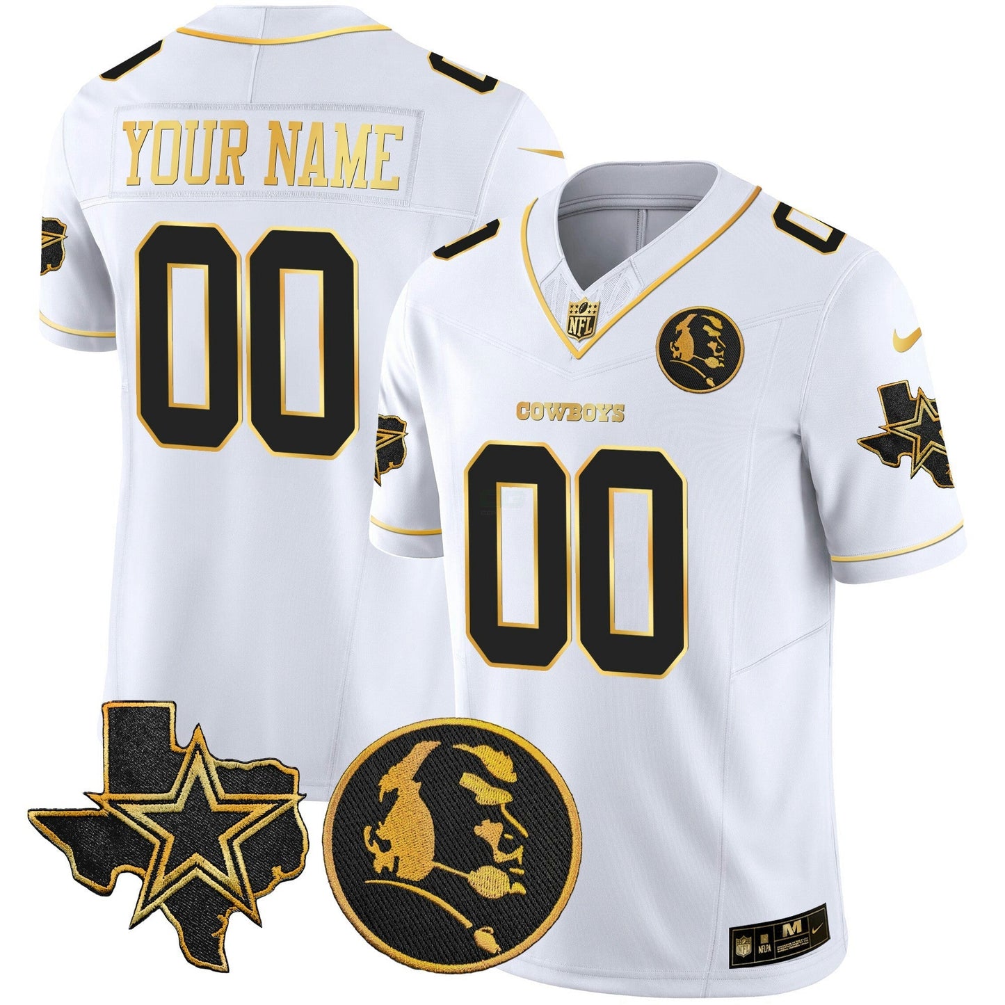 Camisa NFL Texas & John Madden Patch Dourada Vapor Limited Jersey