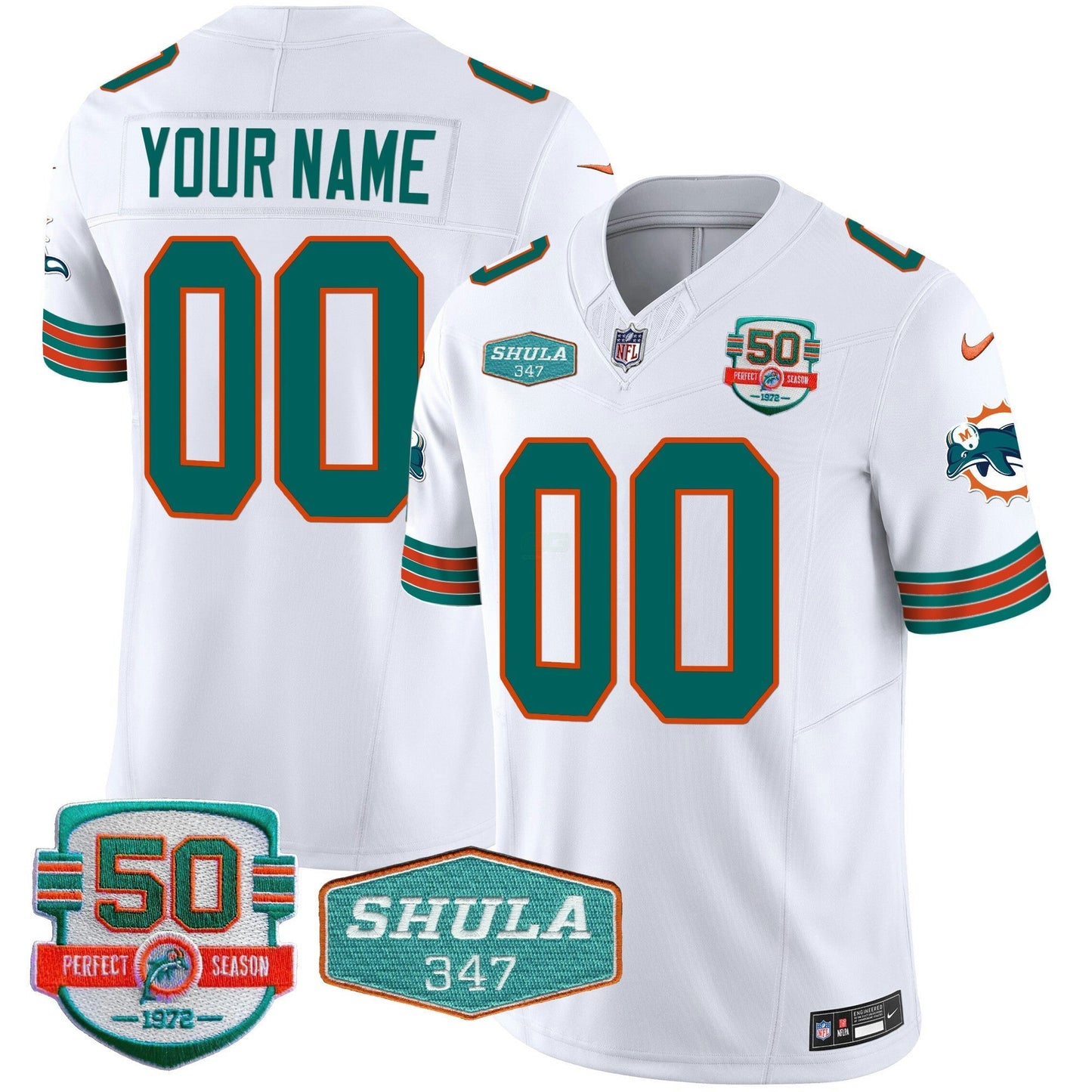 Camisa NFL Throwback Shula 347 Patch Vapor Jersey