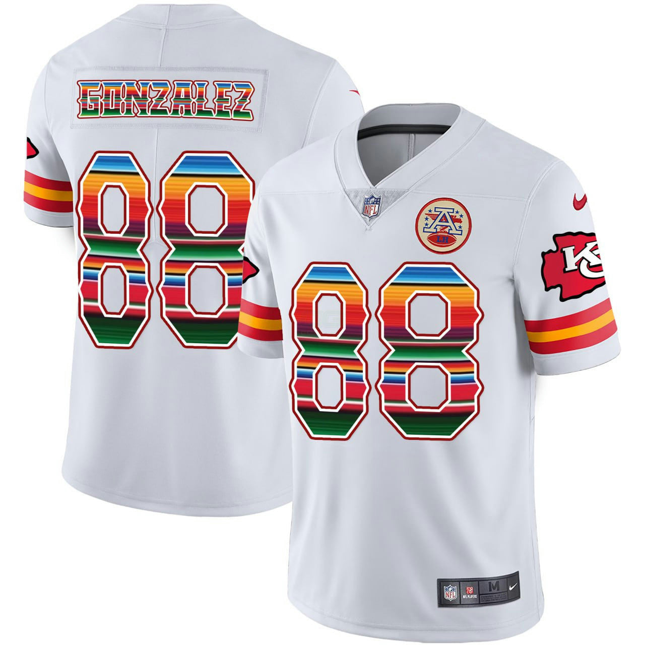 Camisa NFL Tony Gonzalez Kansas City Mexico Jersey - Game Player Branca