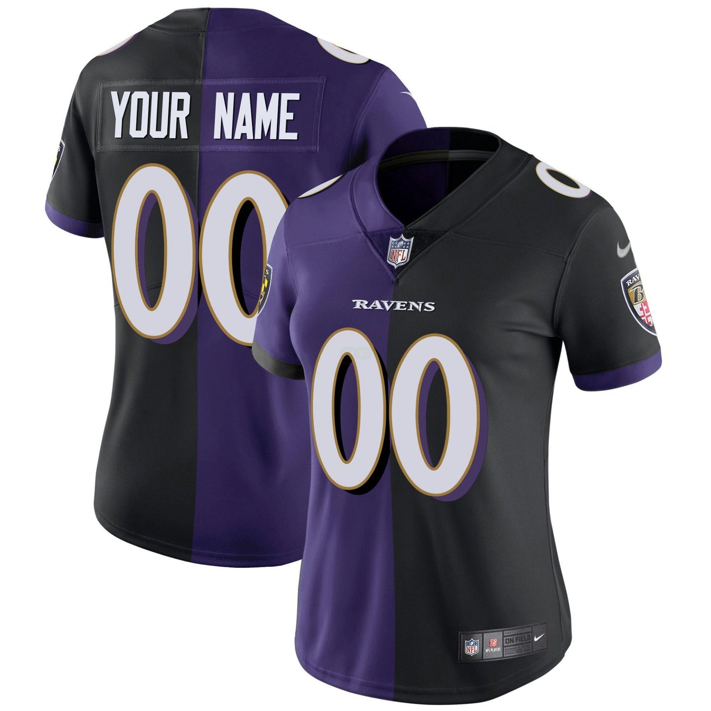 Camisa NFL Baltimore Ravens Vapor Dourada Custom Name and Number
