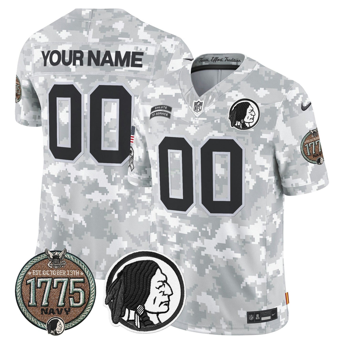 Camisa NFL Washington Commanders Washington Redskins 2024 Salute to Service Establishment Year Patch Vapor Limited Jersey