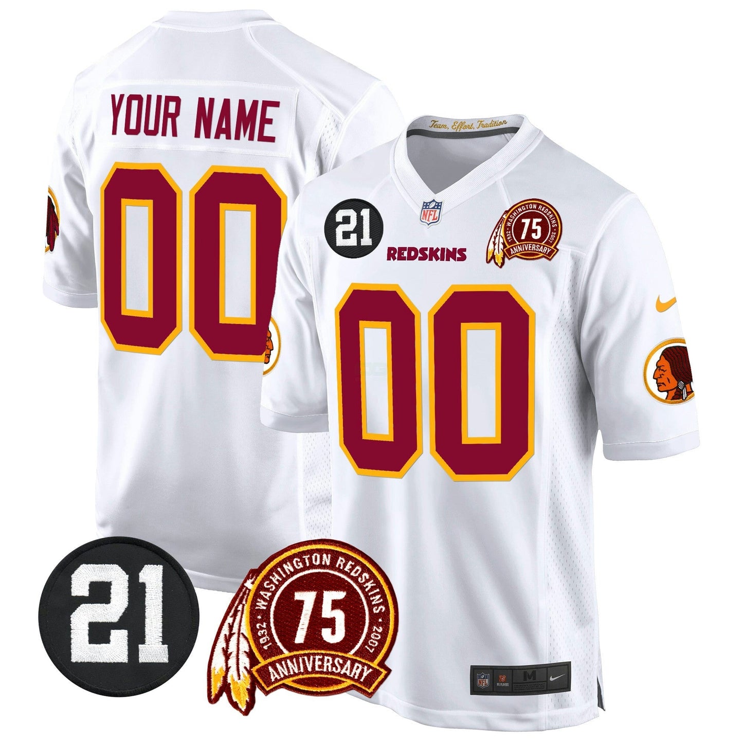 Camisa NFL Washington Commanders Washington Redskins 75th & Sean Taylor Patch Game Jersey
