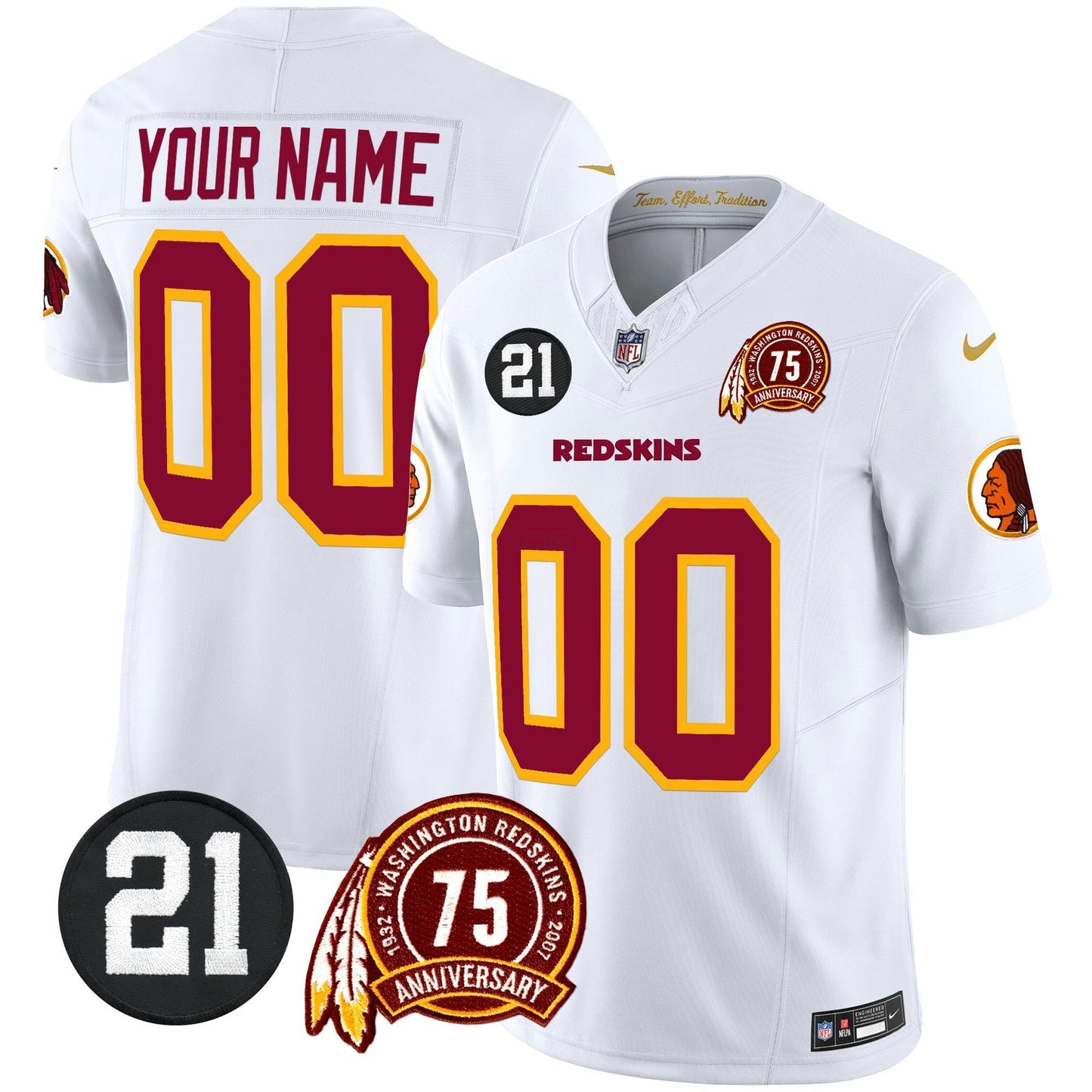Camisa NFL Washington Commanders Washington Redskins 75th & Sean Taylor Patch Vapor Limited Jersey