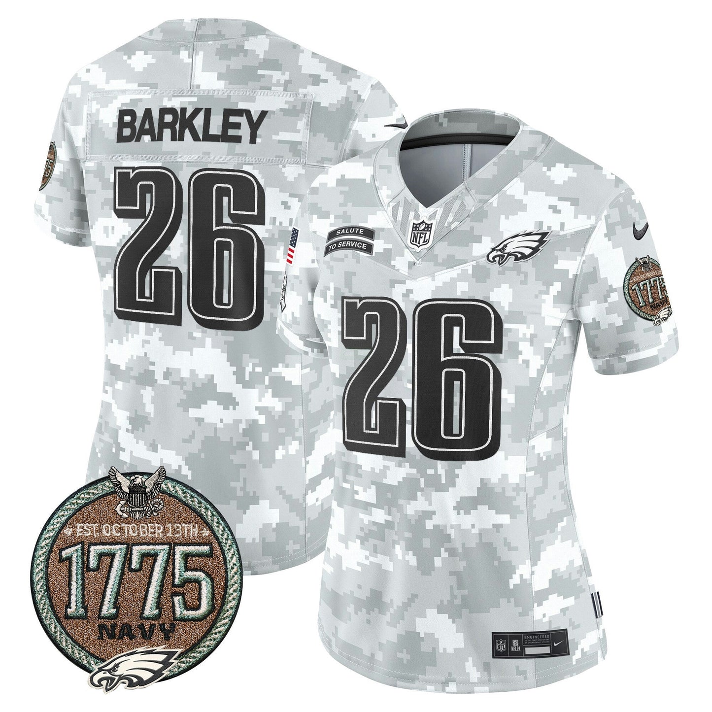 Camisa NFL Philadelphia Eagles Women’s 2024 Salute to Service Establishment Year Patch Vapor Limited Jersey