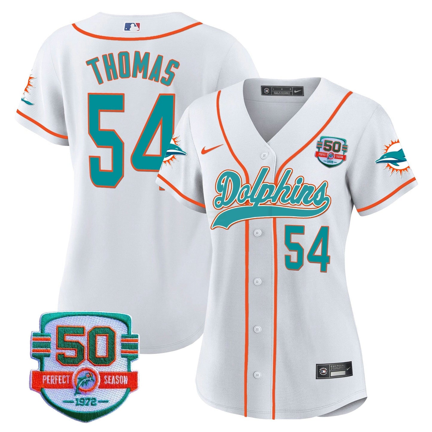Camisa NFL Women’s 50th 1972 Perfect Season Patch Jersey