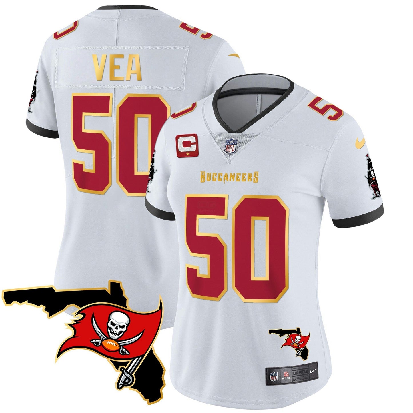 Camisa NFL Women’s Florida Patch Dourada Trim Vapor Jersey