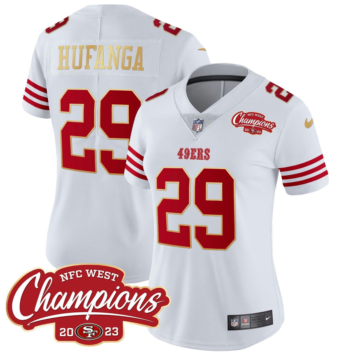 Camisa NFL Women’s NFC West Champions Dourada Trim Vapor Jersey