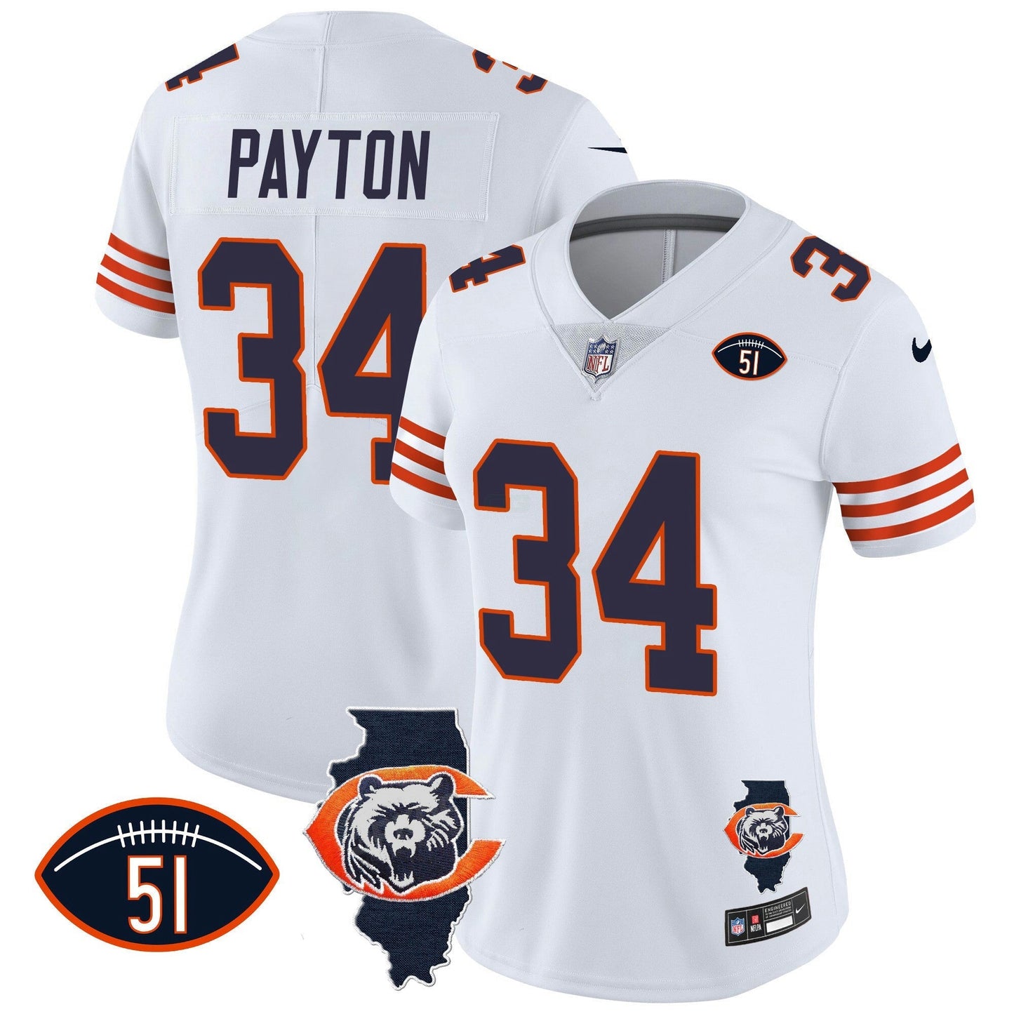 Camisa NFL Women’s Throwback Illinois Patch Vapor Jersey