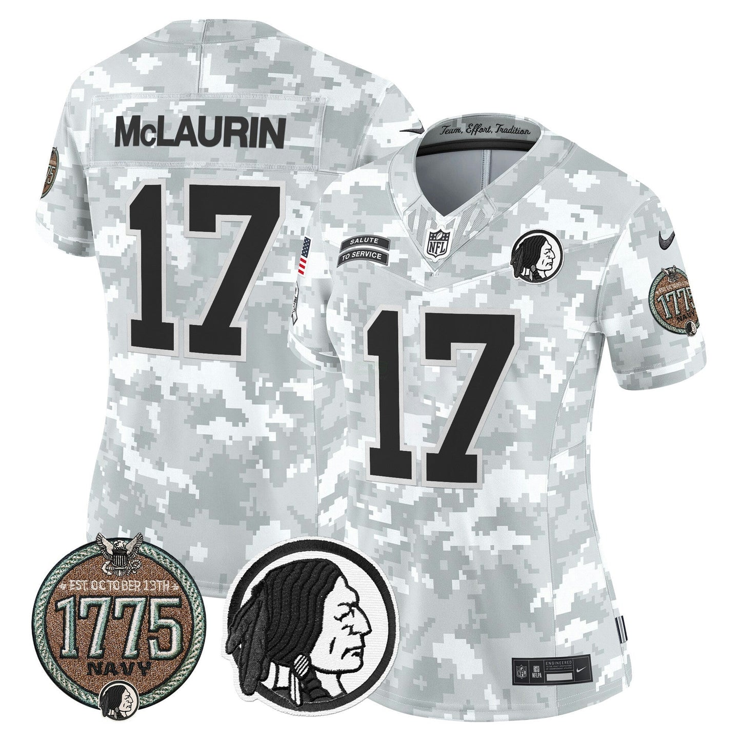Camisa NFL Washington Commanders Women’s Washington Redskins 2024 Salute to Service Establishment Year Patch Vapor Limited Jersey