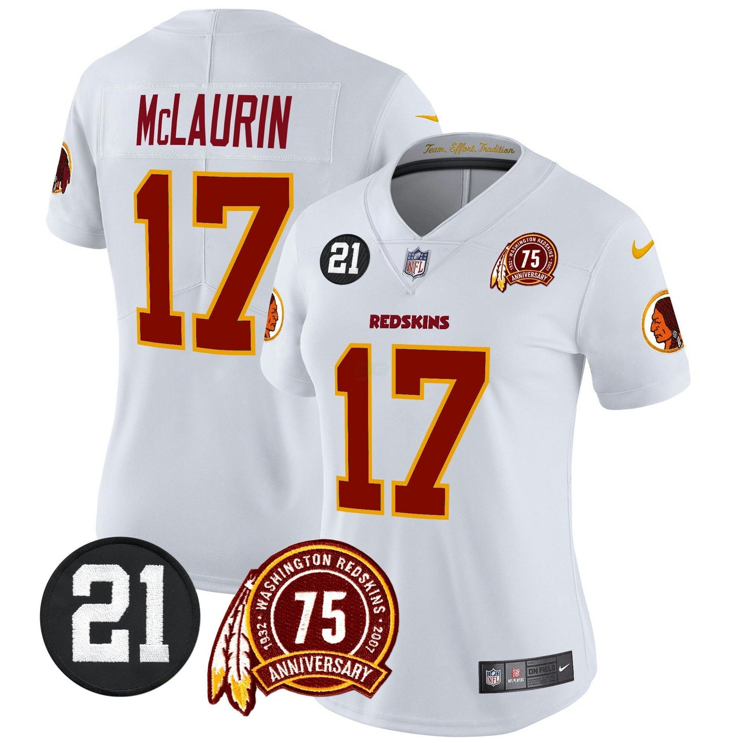 Camisa NFL Washington Commanders Women’s Washington Redskins 75th & Sean Taylor Patch Vapor Limited Jersey