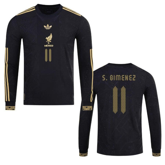 Mexico Santiago Giménez 2025 Special Edition Long Sleeve Authentic Player [Slim Fit] Player Third Jersey by adidas