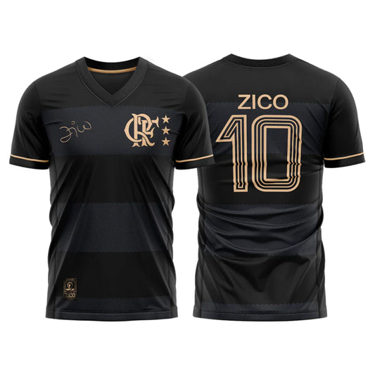 Jersey Flamengo Zico 1981 Preto e Ouro Retrô Men's - Zico #10