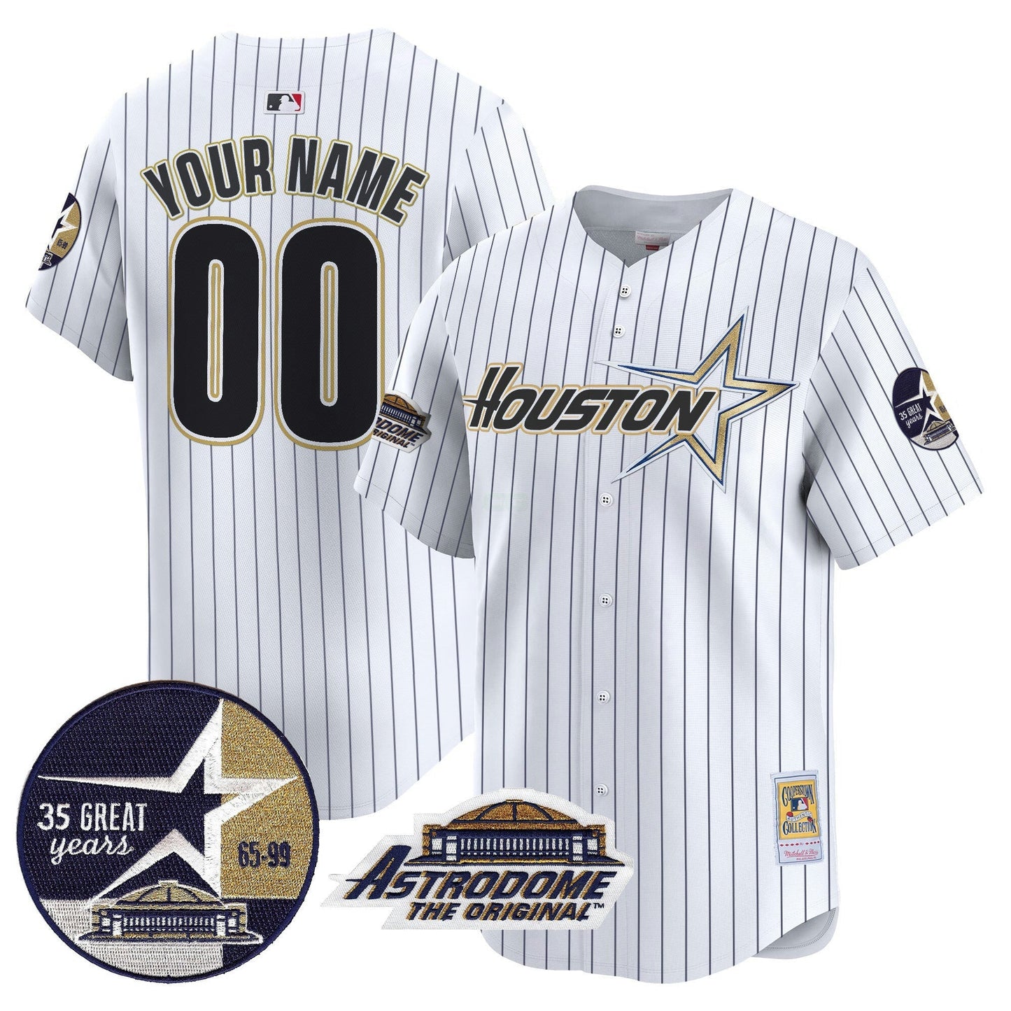 Camisa MLB 1999 Throwback 35th & Astrodome Patch Vapor Premier Limited Jersey V2