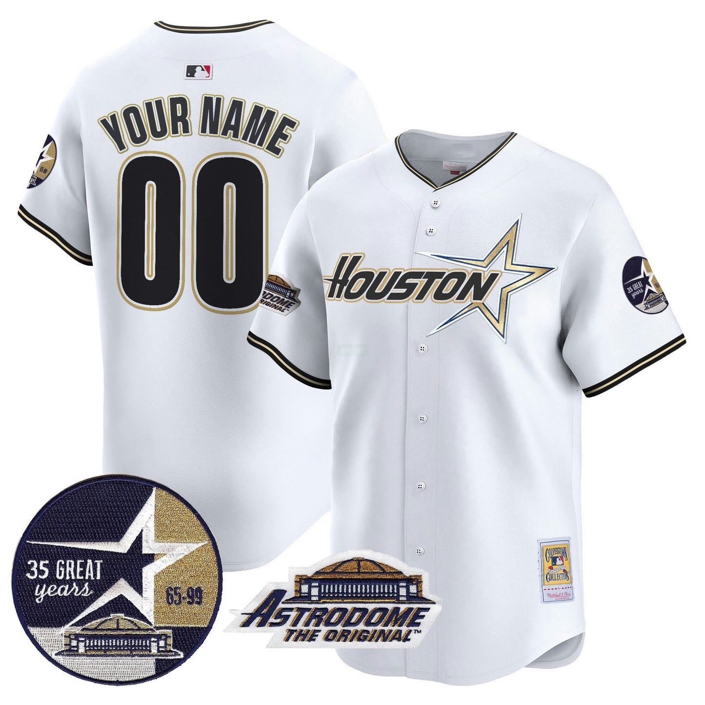 Camisa MLB 1999 Throwback 35th & Astrodome Patch Vapor Premier Limited Jersey V2