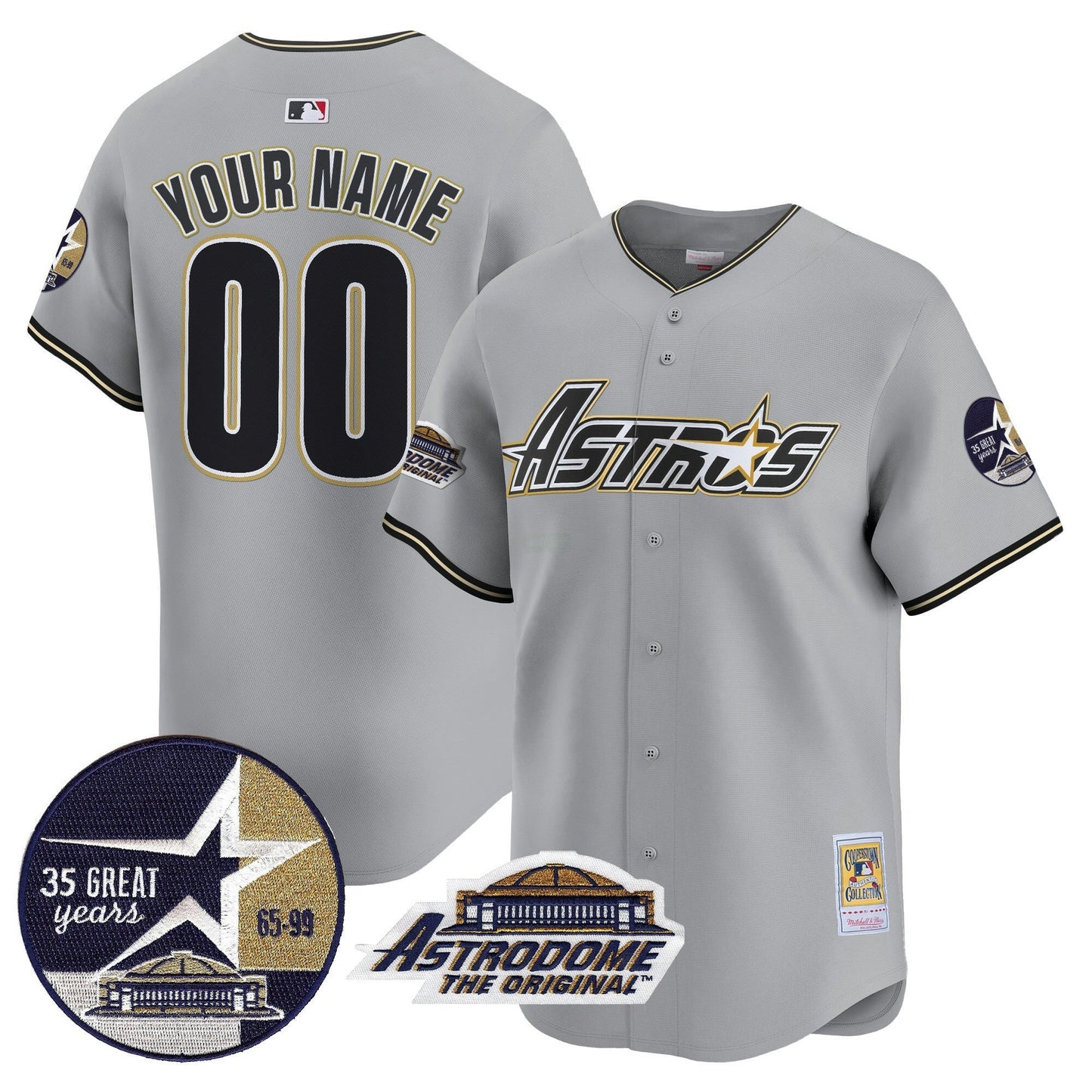 Camisa MLB 1999 Throwback 35th & Astrodome Patch Vapor Premier Limited Jersey V3